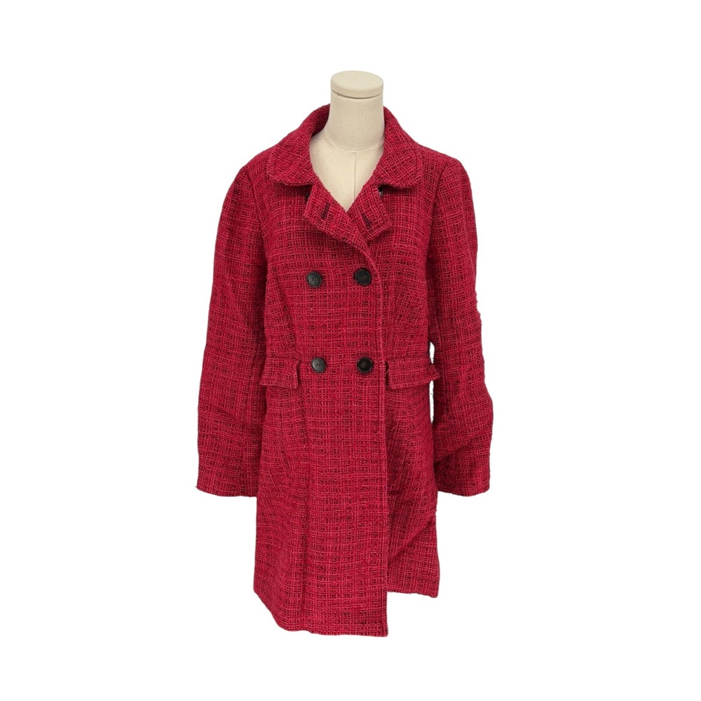 LOFT Women's Red Tweed Double Breasted Coat LT